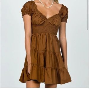 Princess Polly Daniella Mini Dress- Chocolate Brown